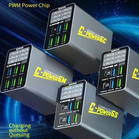 Мережевий зарядний пристрій Mechanic C-Power 6C, 40 Вт, Quick Charge, Power Delivery (PD), 6 портів Прев'ю 2
