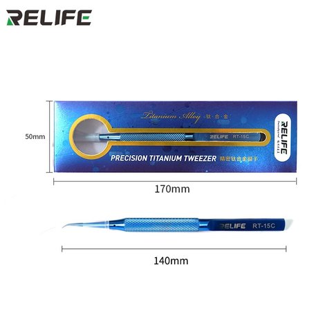 Пінцет монтажний RELIFE RT-15C, титановий сплав, вигнутий, 140 мм Прев'ю 10