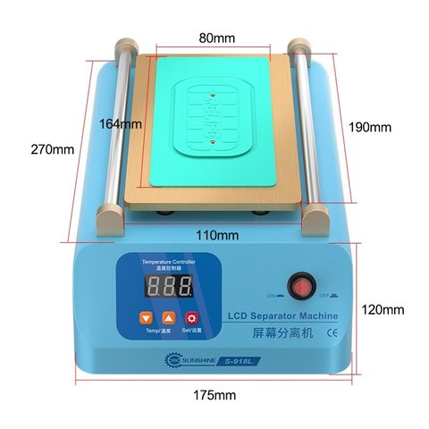 Dispositivo para despegar el módulo de pantalla Sunshine S-918L, se utiliza para pantallas de hasta 8.5", con bomba de vacío Vista previa  10