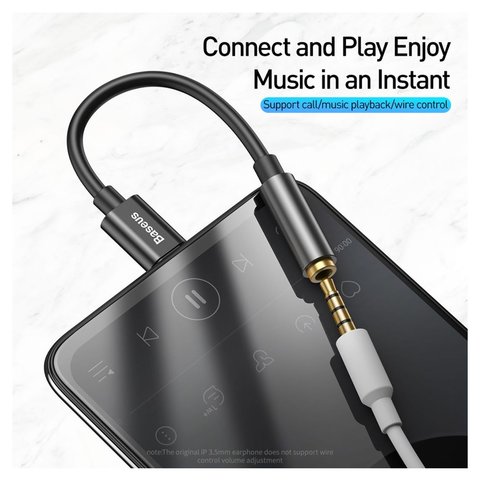 Адаптер Baseus L54, с USB тип-C к 3,5 мм, поддерживает функции микрофона, USB тип-C, TRS 3.5 мм, черный, #CATL54-01 Превью 1