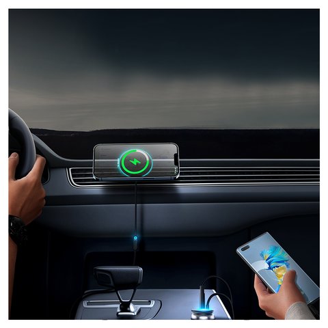 Автомобильное зарядное устройство Baseus CW01 Magnetic Claw Edition, черное, с кнопкой, c кабелем, 40 Вт, 1 порт, 12-24 B, #C40141000111-01 Превью 1