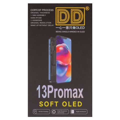 Дисплей для iPhone 13 Pro Max, черный, с рамкой, HC, без ошибки, (OLED), DD-OLED OEM soft, 120Hz, diagnosable Превью 2